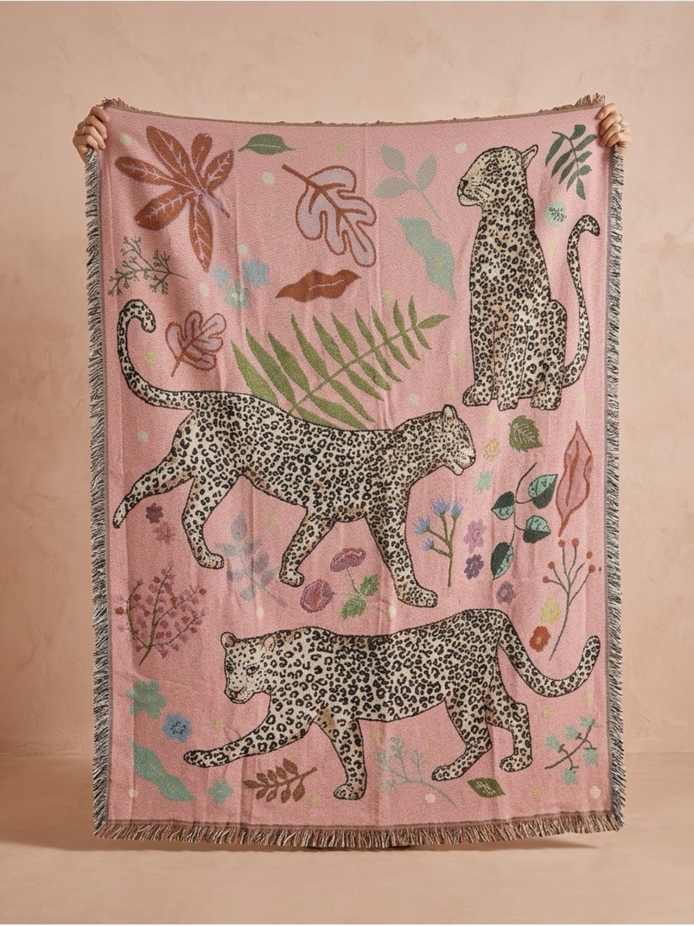 NWOT Cozy Pink Leopard Tapestry Throw Blanket - Boutique Item